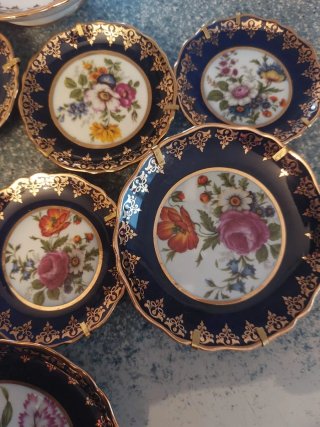 Juego de 9 piezas de porcelana azul Francia