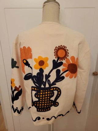 Chaqueta Zara bordada flores algodón Zara