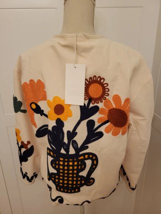 Chaqueta Zara bordada flores algodón Zara