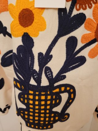Chaqueta Zara bordada flores algodón Zara
