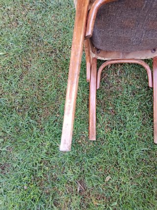 Sillas vintage madera y tela beige