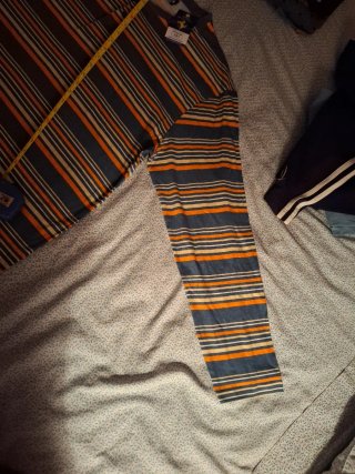Pijama Hombre Tiras Azul Naranja Talla L