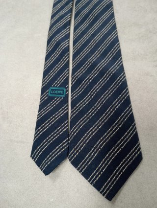 Corbata Loewe Azul Marino Rayas Vintage Retro