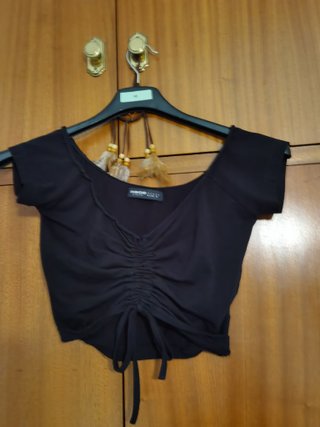 Top negro fruncido Inside Talla S