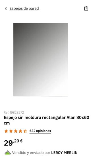Espejo rectangular para baño medidas 60x80cms