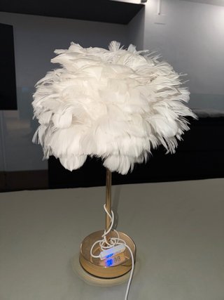 Lámpara de noche con plumas blancas