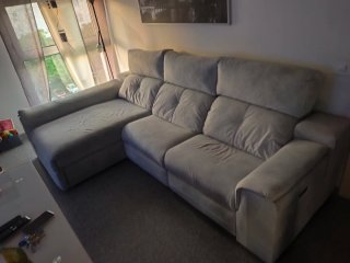 Sofá chaiselongue eléctrico gris