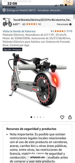 Patinete Eléctrico Negro