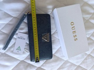 Cartera Guess Monograma Extra Grande Negra Nueva