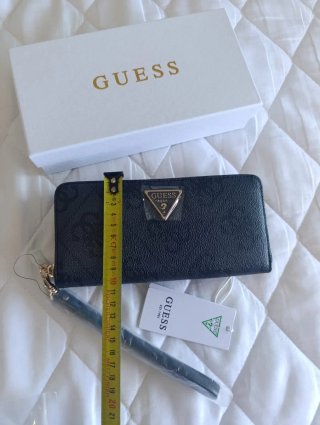 Cartera Guess Monograma Extra Grande Negra Nueva