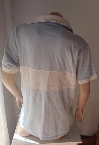 Polo hombre rayas beige y azul,