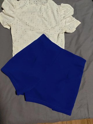 Conjunto falda pantalón y top blanco