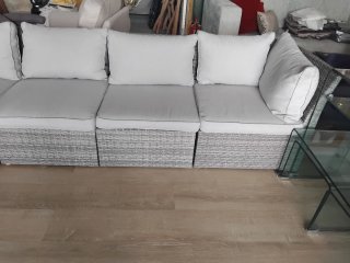 Esquinero modular terraza tela y mimbre