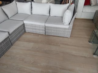 Esquinero modular terraza tela y mimbre