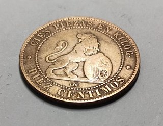 Moneda 10 céntimos bronce 1870 España. BC