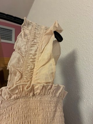Vestido largo boho beige/rosa talla L