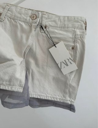 Zara Falda gris Tulle / Denim mini skirt with tule