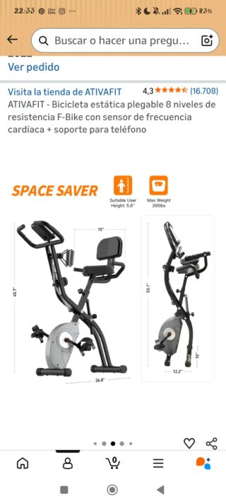 Bicicleta estática plegable ATIVAFIT