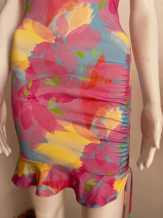 Vestido floral Y2K tirantes fruncido