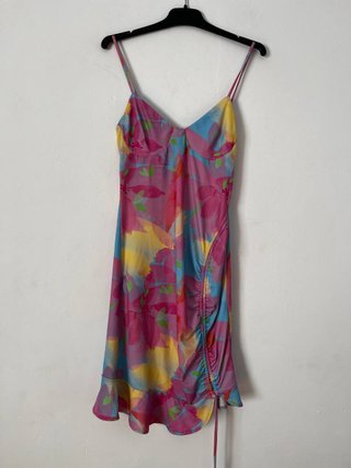 Vestido floral Y2K tirantes fruncido