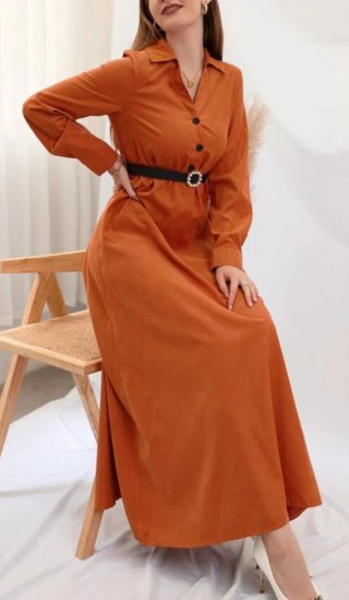 Vestido de Algodón Naranja Mujer