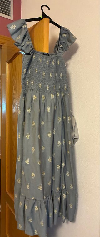 Vestido largo boho floral azul
