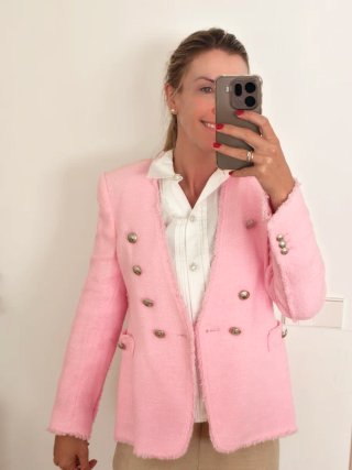 Americana blazer Zara Rosa Botones nueva