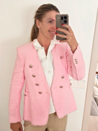 Americana blazer Zara Rosa Botones nueva
