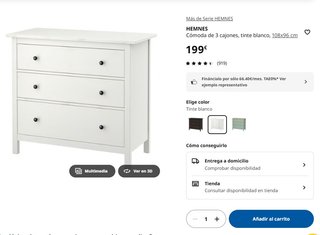 Cómoda Ikea HEMNES Blanca con Pomos