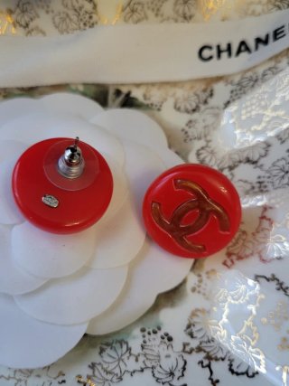 Pendientes Chanel Rojos y Dorados