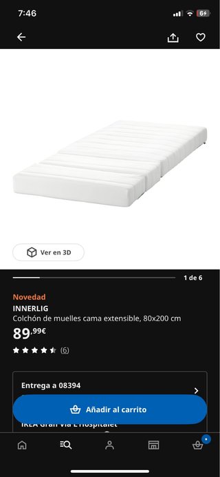 Cama extensible MINNEN blanca 80x200cm + colchón