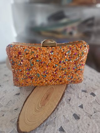 Bolso de fiesta pedrería naranja