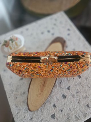Bolso de fiesta pedrería naranja