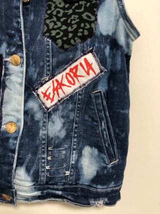 Chaleco vaquero punk lejiado