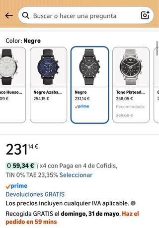 Reloj Emporio Armani Negro