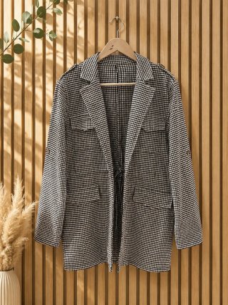 Chaqueta de cuadros blanco y negro