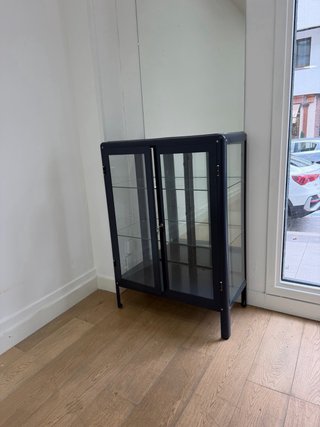 Vetrina Vintage Nera con Porte Scorrevoli
