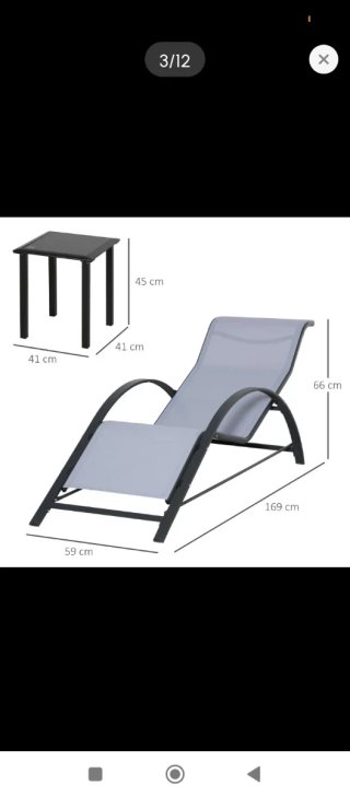 Set di 2 amache e tavolo da giardino grigio