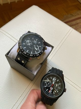Lotto di 10 Orologi Neri e Argento (8) Mai Usati