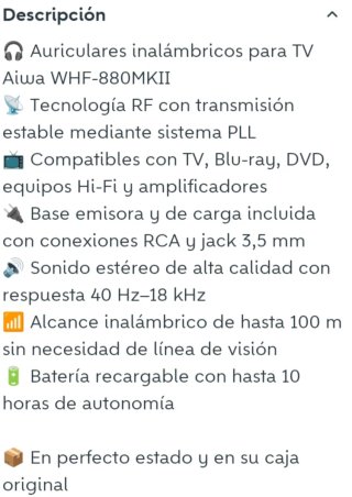 Auriculares Inalámbricos Aiwa WHF-880MKII