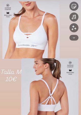 Sujetador deportivo Reebok blanco talla M