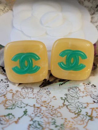Pendientes Chanel CC Amarillo y Verde