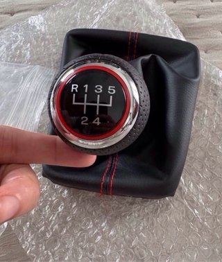 Pomo Palanca Audi A3 Cuero Negro Costura Roja