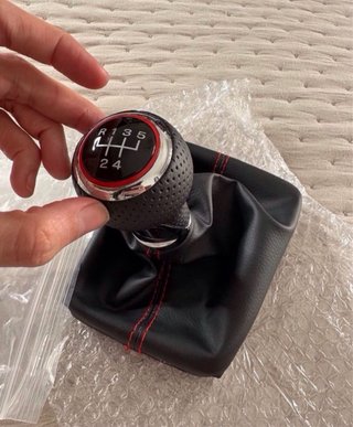 Pomo Palanca Audi A3 Cuero Negro Costura Roja