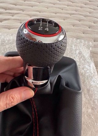 Pomo Palanca Audi A3 Cuero Negro Costura Roja