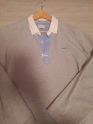 Polo Adolfo Dominguez manga larga gris