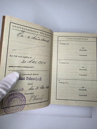Pasaporte alemán original 1933 con foto