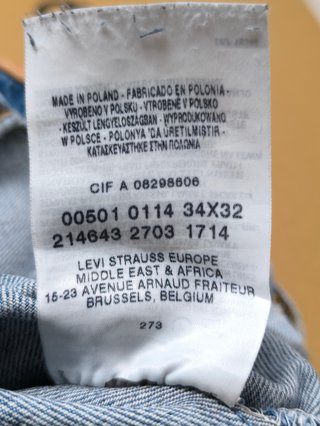 Levi's 501 Vintage 2003 Polonia 273 Vaquero Recto