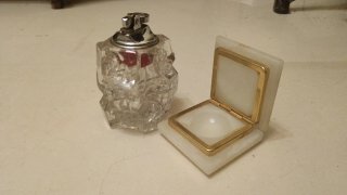 Posacenere e accendino vintage in cristallo