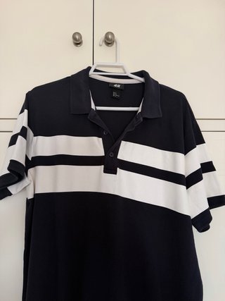 Polo H&M Rayas Azul Marino Talla M